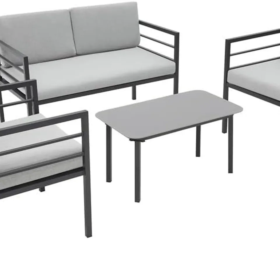 BOXED RHODES 4 SEATER OUTDOOR SOFA SET IN GREY (1 BOX)