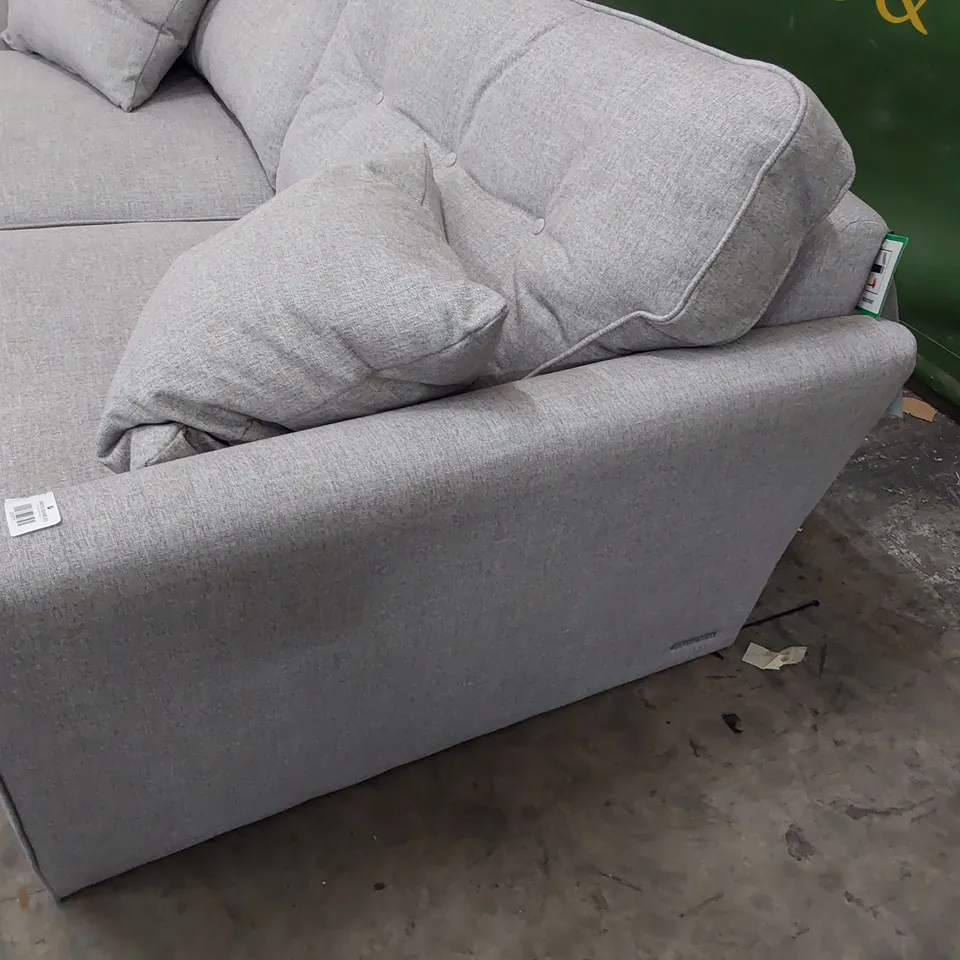 QUALITY BRITISH MADE LOUNGE Co THREE SEATER SIFA LIGHT GREY FABRIC 