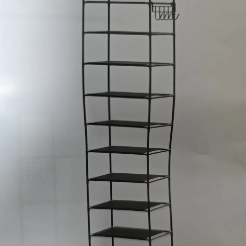 10-TIER SHOE RACK, BLACK METAL FRAME