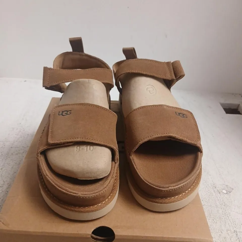 UGG SANDALS CAMEL, UK 8 (US 10, EU 41) – BOXED