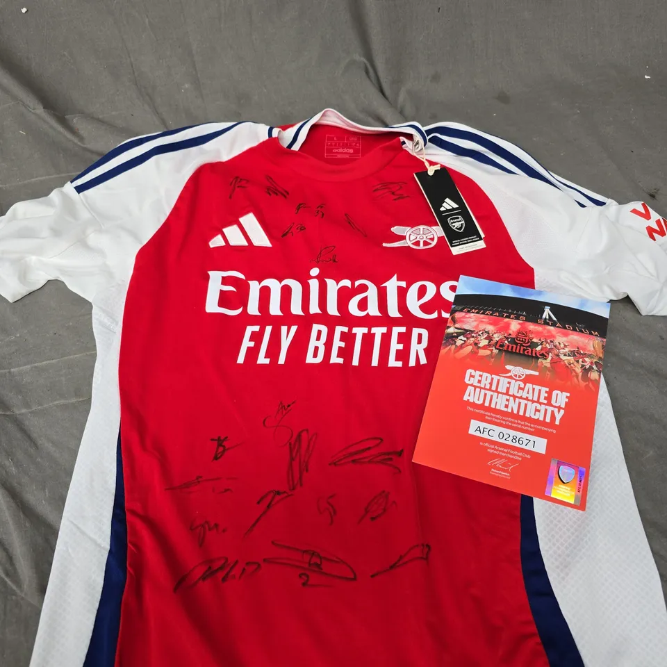 ARSENAL FC SIGNED HOME SHIRT WITH CERTIFICATE OF AUTHENTICITY 