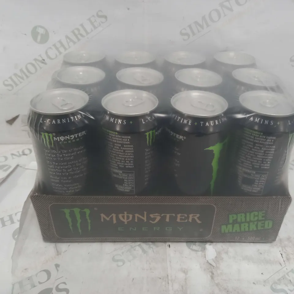 12 CANS OF MONSTER ORIGINAL ENERGY DRINKS (12 x 500ml)