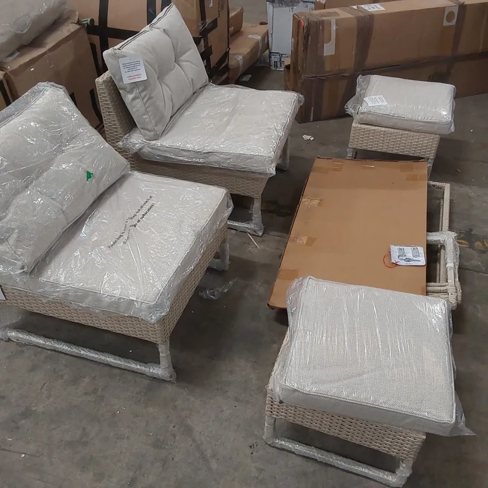 OUTDOOR GARDEN RATTAN SOFA SET - BEIGE 