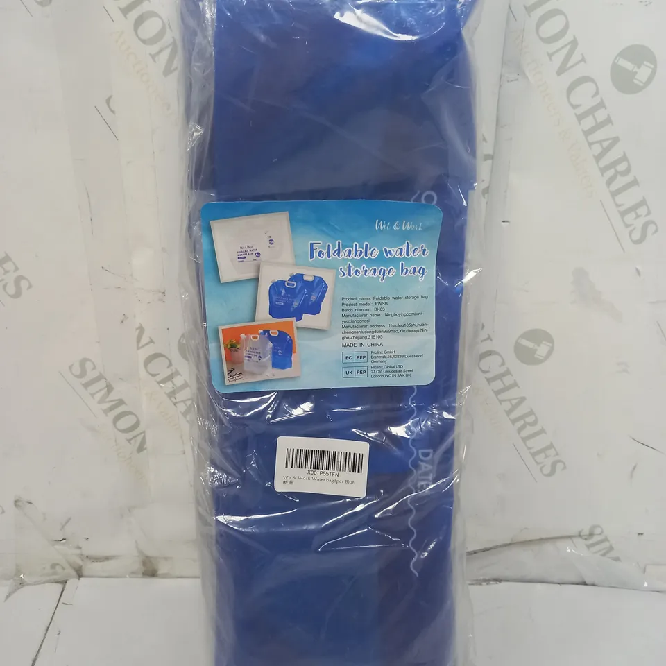 WIT & WORK 3PCE FOLDABLE WATER STORAGE BAGS IN BLUE