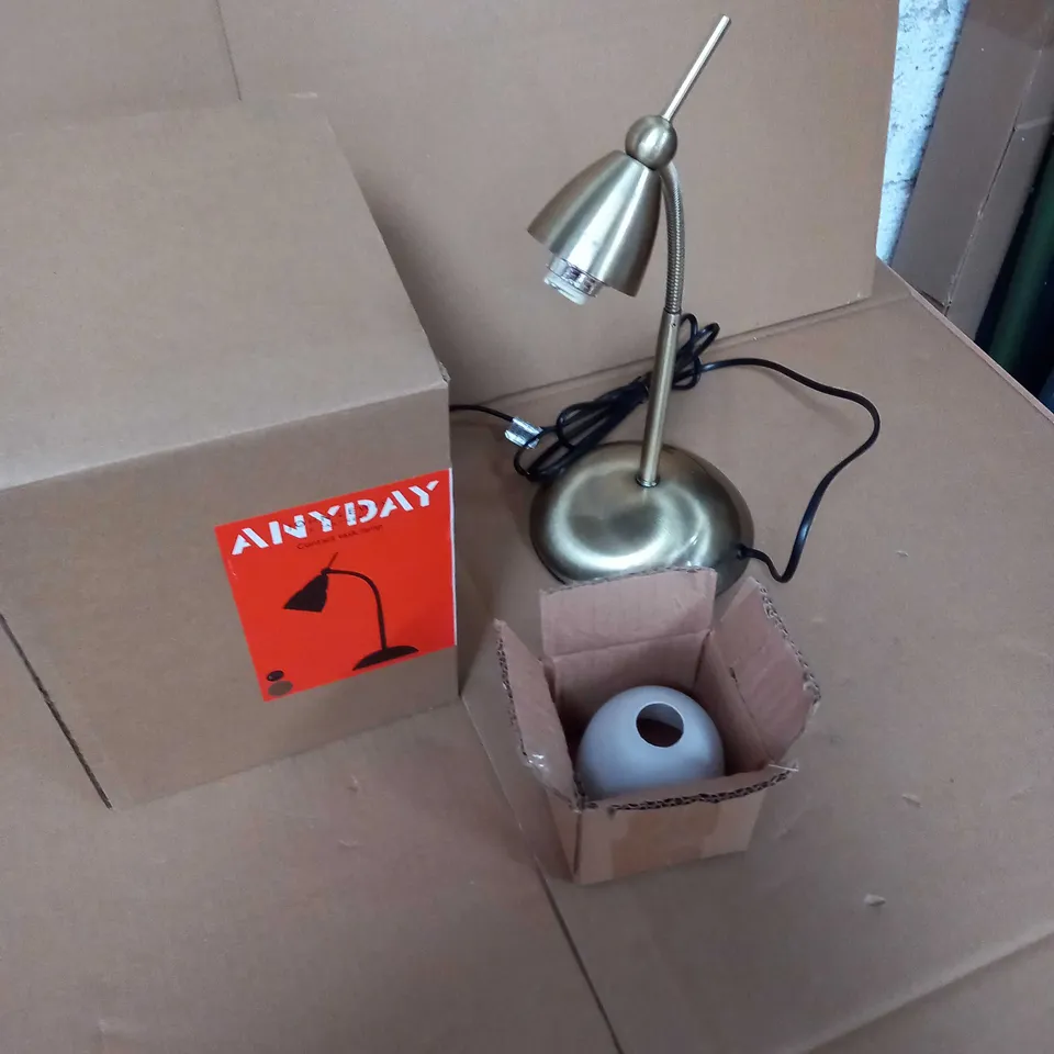 BOXED JOHN LEWIS ANTIQUE BRASS CONTACT TASK LAMP