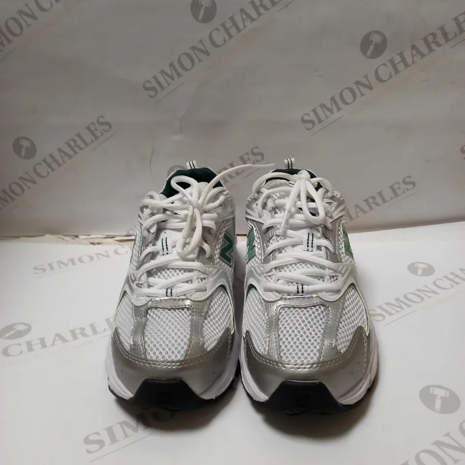 NEW BALANCE 530 WHITE NIGHTWATCH GREEN SIZE 5 