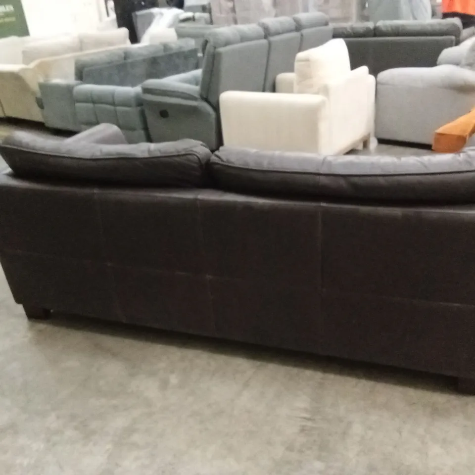 DESIGNER 3 SEATER LEATHER SOFA - CHOCOLATE
