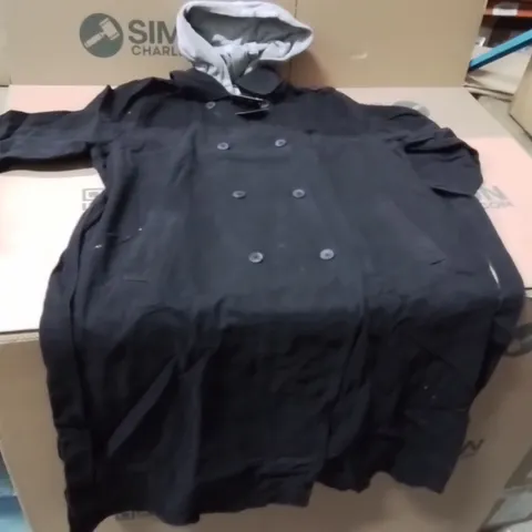 BOXED BRAND NEW APPROXIMATELY 5 JD WILLIAMS HOODED TRENCH JACKET BLACK SIZE 18