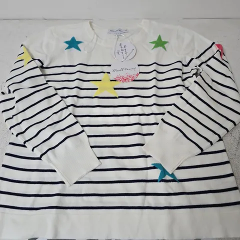 MUDFLOWER STAR AND STRIPE JUMPER, WHITE/NAVY - SIZE 12