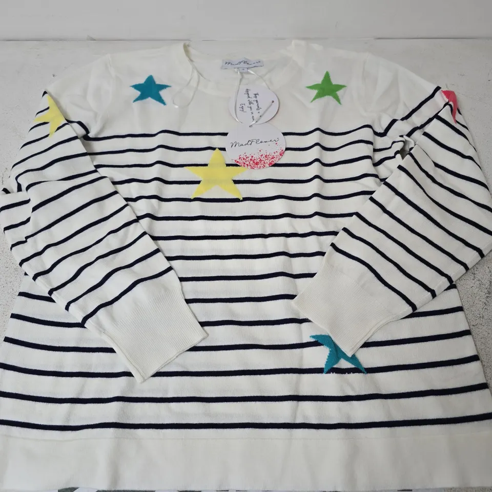 MUDFLOWER STAR AND STRIPE JUMPER, WHITE/NAVY - SIZE 12