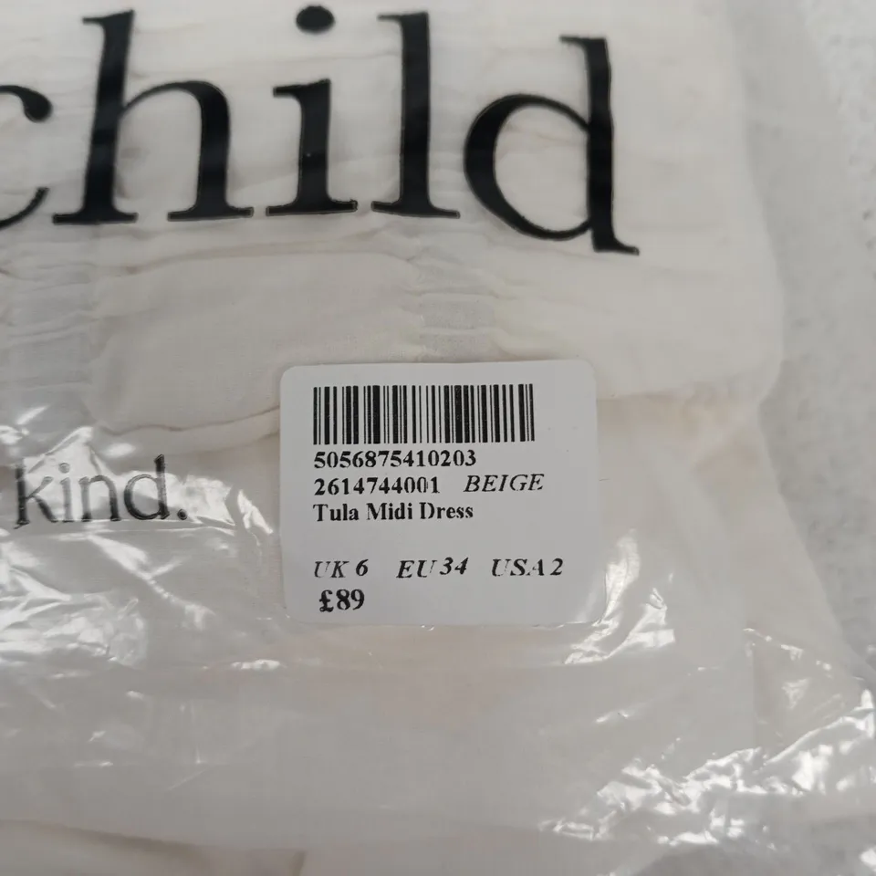 NOBODY'S CHILD TULA MIDI DRESS – BEIGE, UK 6