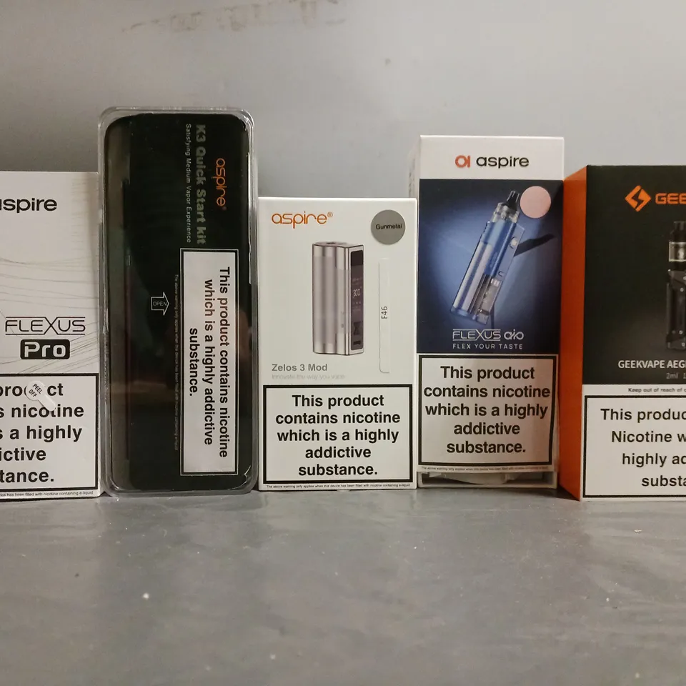 BOX OF APPROXIMATELY 18 ASSORTED E-CIGARETTES TO INCLUDE - GEEKVAPE , ASPIRE