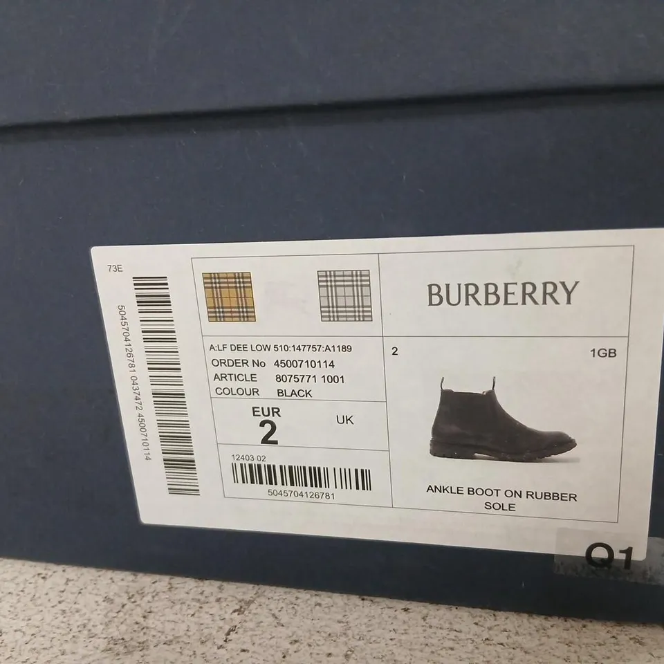 TRICKER'S BURBERRY ANKLE BOOTS – BLACK LEATHER, CHELSEA STYLE, UK 2