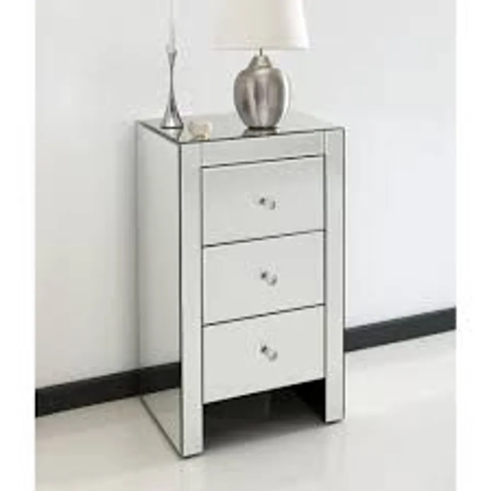BRAND NEW HOMESDIRECT365 ROMANO CRYSTAL MIRRORED BEDSIDE TABLE