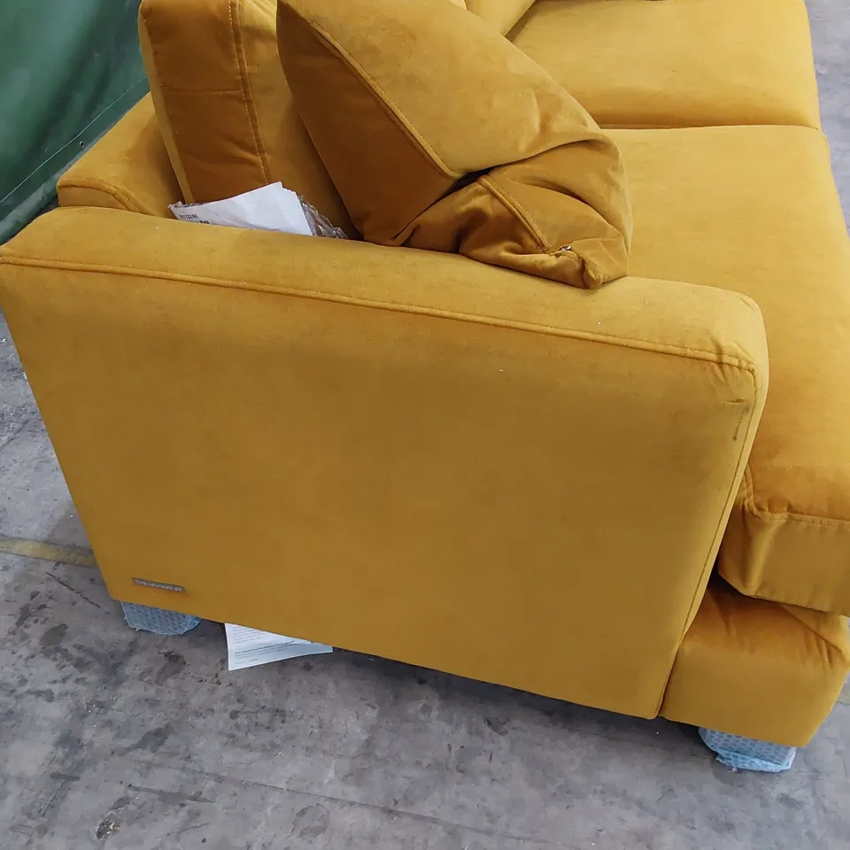 QUALITY BRITISH MADE LOUNGE Co LOLA THREE SEATER SOFA GOLD PLUSH FABRIC