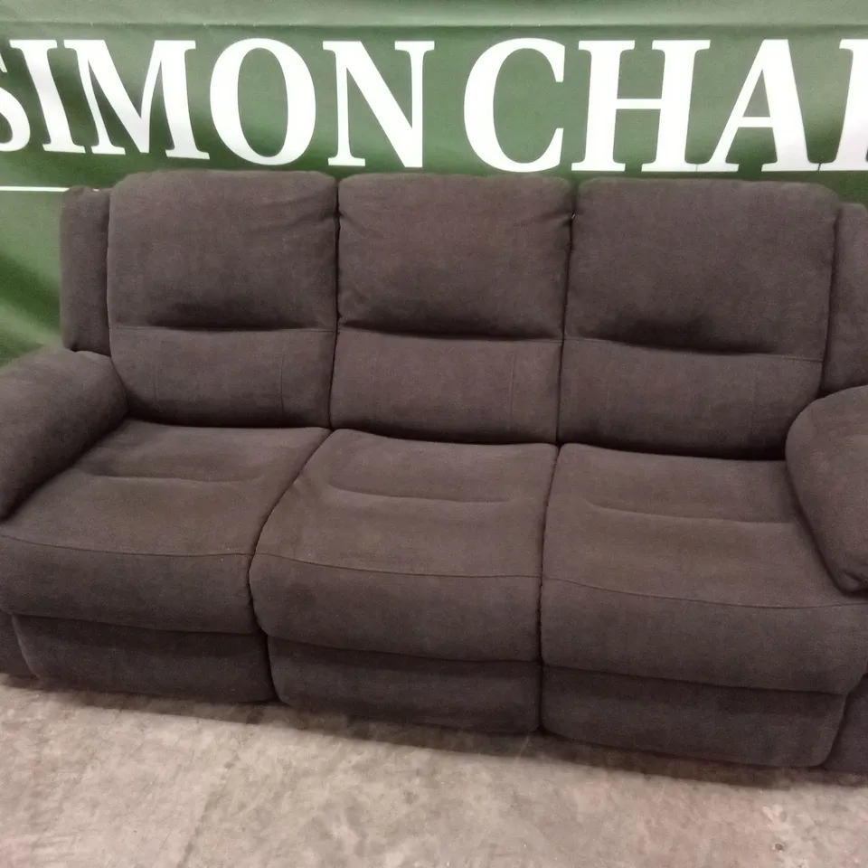 ALBION FABRIC 3 SEATER HIGH BACK MANUAL RECLINER SOFA - CHARCOAL 