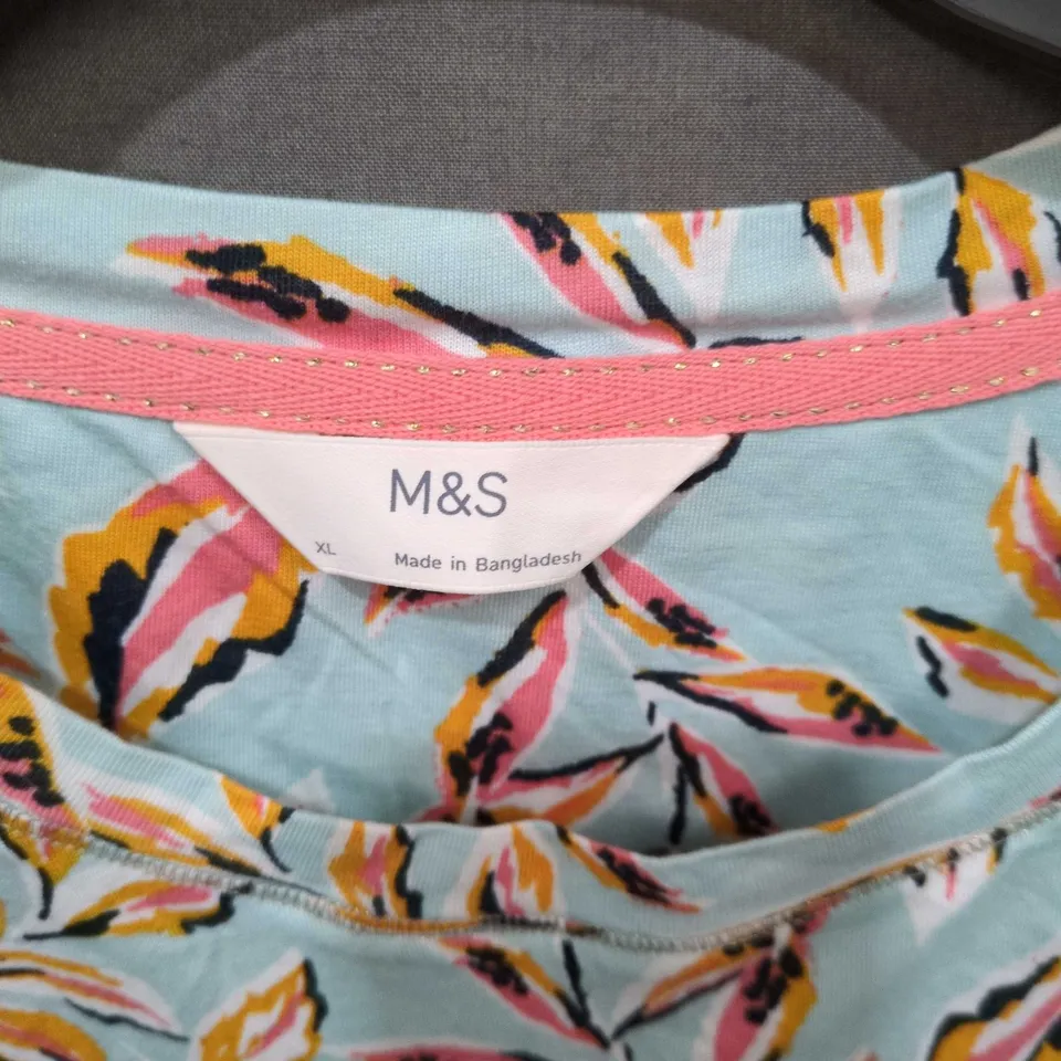 M&S FLORAL PRINT TOP – LIGHT BLUE, UK XL (WOMEN'S)