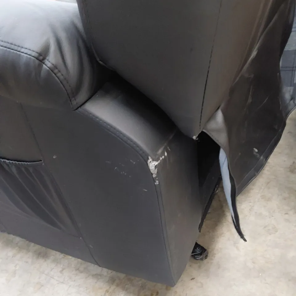 DESIGNER POWER RECLINING EASY CHAIR BLACK LEATHER 