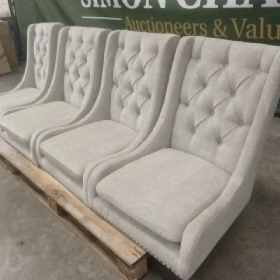 SET OF 4 DESIGNER FABRIC UPHOLSTERED DINING CHAIRS