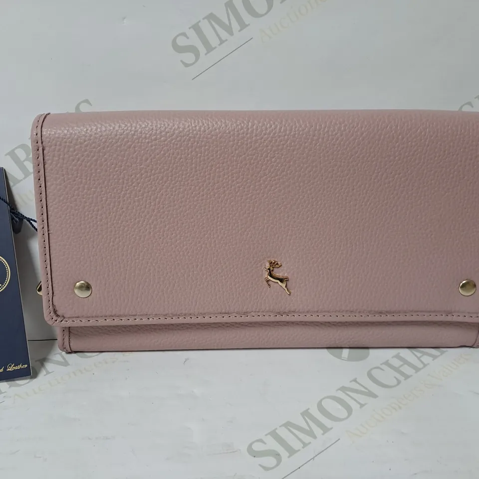 ASHWOOD LEATHER PINK CLUTCH PURSE 