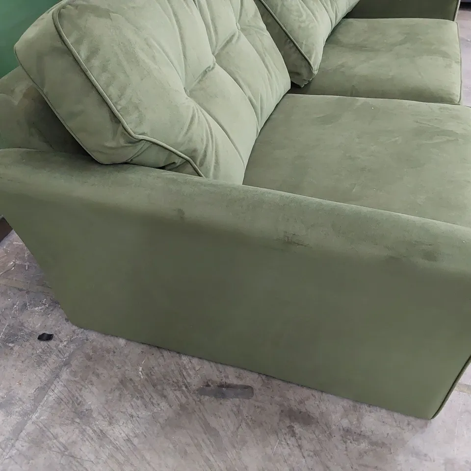 QUALITY BRITISH DESIGNER LOUNGE Co. THREE SEATER SOFA PLUSH GREEN FABRIC 