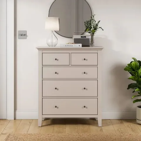 BOXED LYNTON 5 DRAWER CHEST - NATURAL (2 BOXES)