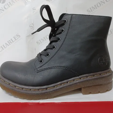 RIEKER LACE ANKLE BOOT BLACK SIZE 6 - BOXED