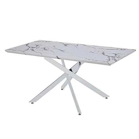 BRAND NEW BOXED DELTINO HIGH GLOSS DINING TABLE IN DIVA MARBLE EFFECT (2 BOXES)