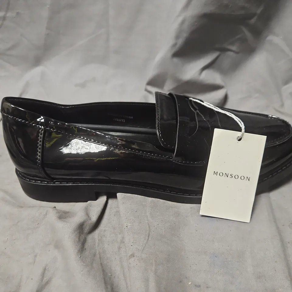 MONSOON BLACK PATENT LEATHER LOAFERS – UK 5 (EU 38) – PAIR