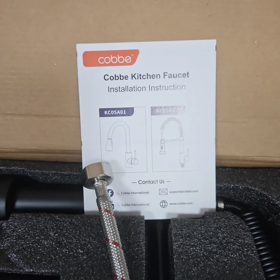 BOXED COBBE KITCHEN FAUCET KC05A01 – WITH BRAIDED HOSES & FITTINGS