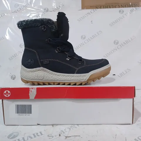 BOXED RIEKER WATER RESISTANT WARM HIKER BOOTS, NAVY - SIZE 4