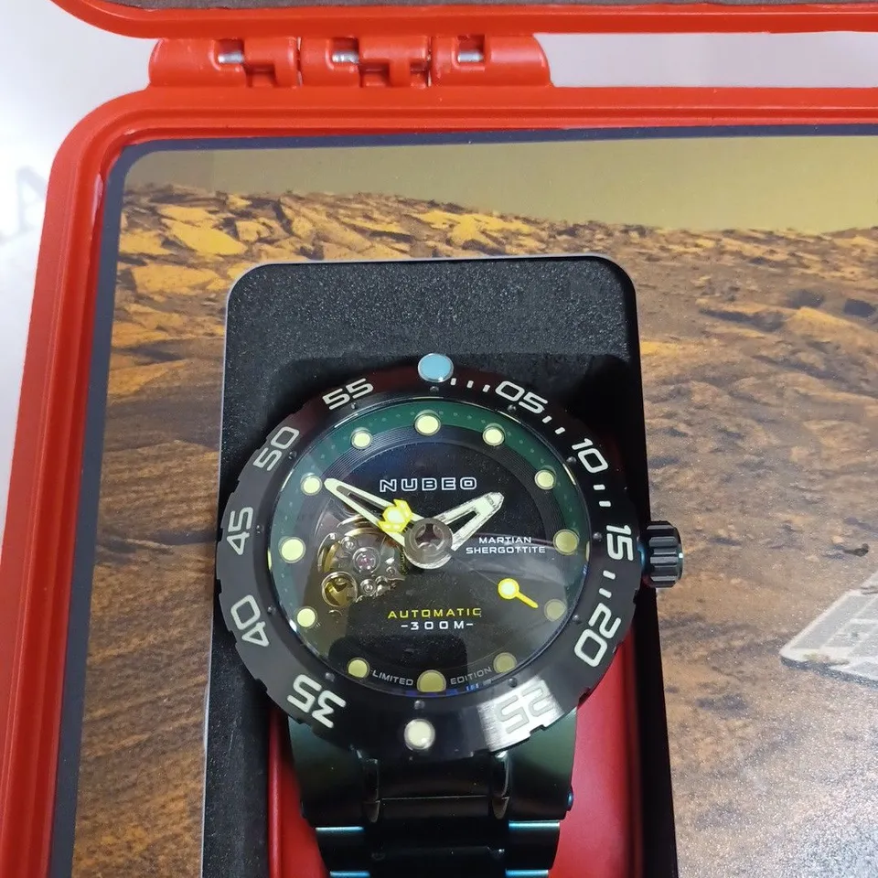 BOXED NUBEO GENTS LIMITED EDITION 27/100 WATCH STAINLESS STEEL - GREEN