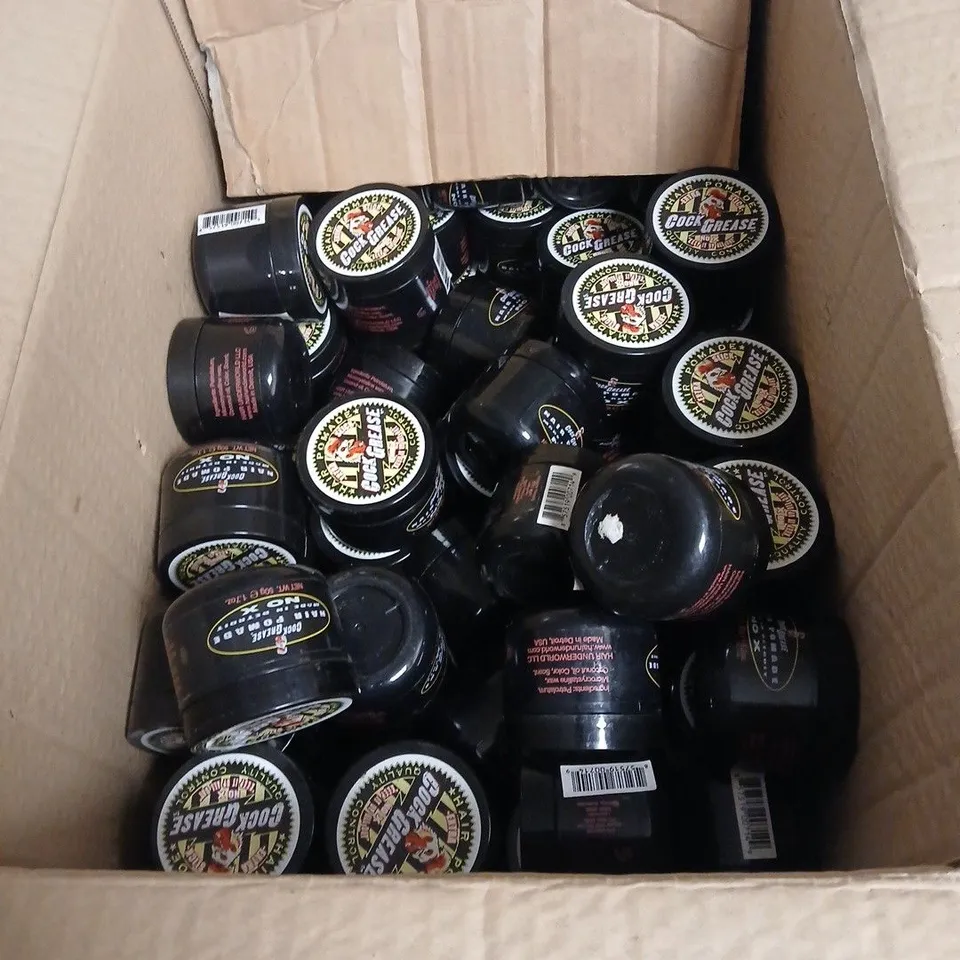 BOX OF APPROXIMATELY 60 X COCK GREASE EXTRA SLICK HAIR POMADE 50G