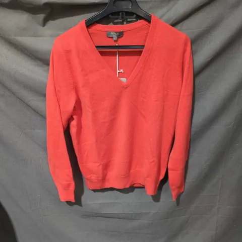 N. PEAL VERMILLION RED V-NECK CASHMERE SWEATER – SIZE SMALL