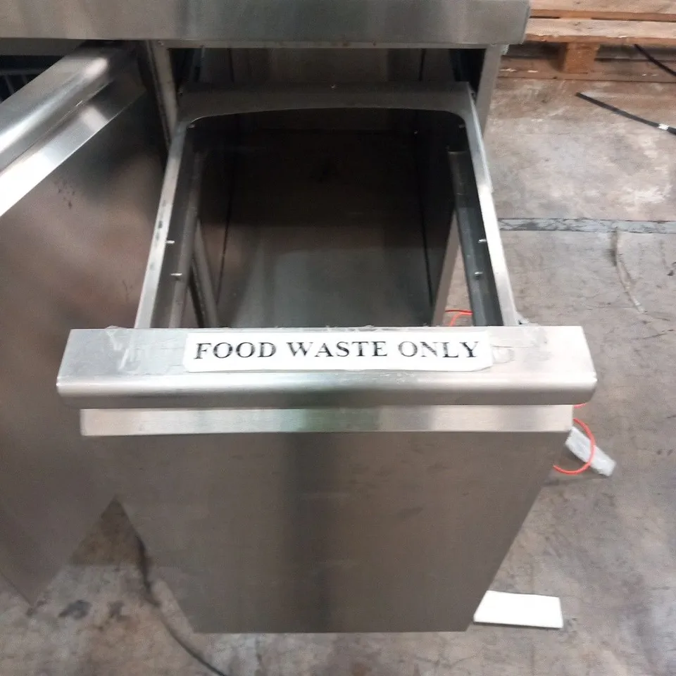 STAINLESS STEEL 3 DOOR FOOD PREPARATION UNIT WITH FOOD WASTE PULL OUT