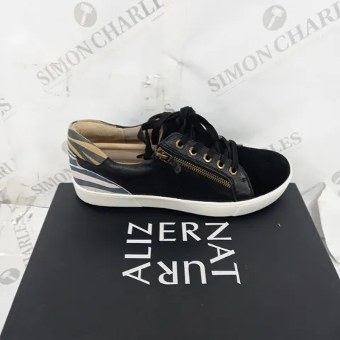 BOXED NATURA MACAYLA ZEBRA PRINT TRAINER - SIZE 5