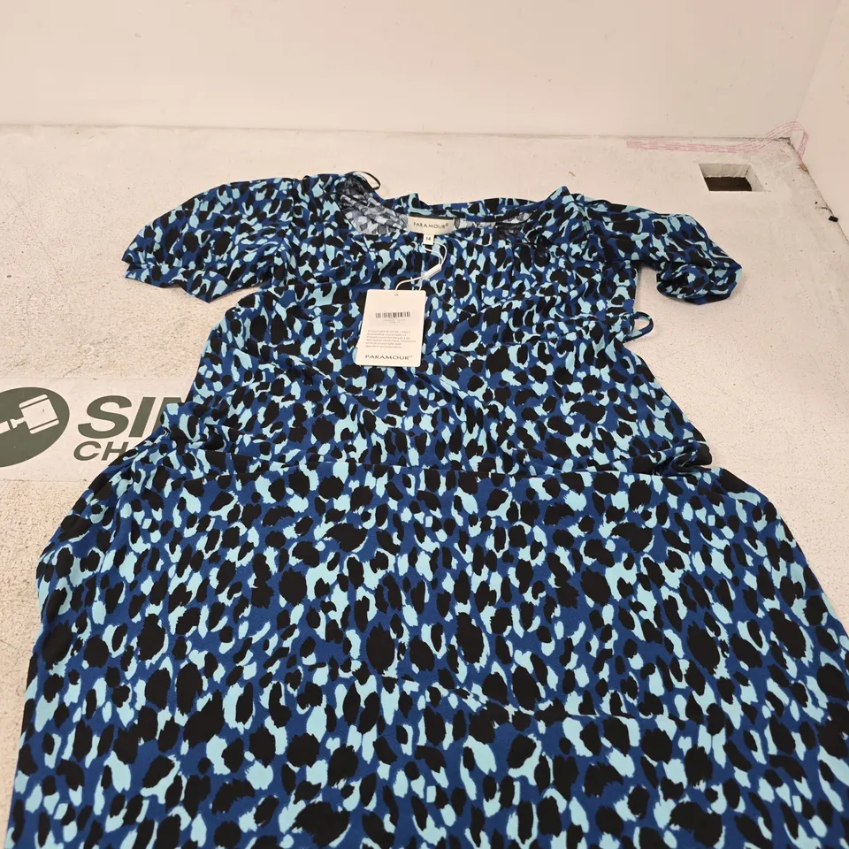 PARAMOUR NAVY LEOPARD PRINT DRESS – UK SIZE 14
