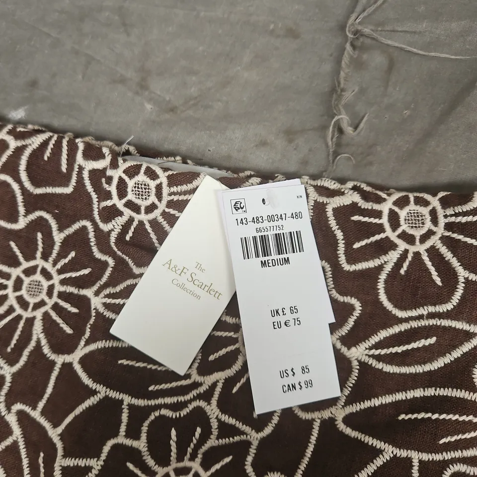 ABERCROMBIE & FITCH SCARLETT MINI SHORT ULTRA HIGH RISE – BROWN FLORAL FABRIC, SIZE M 