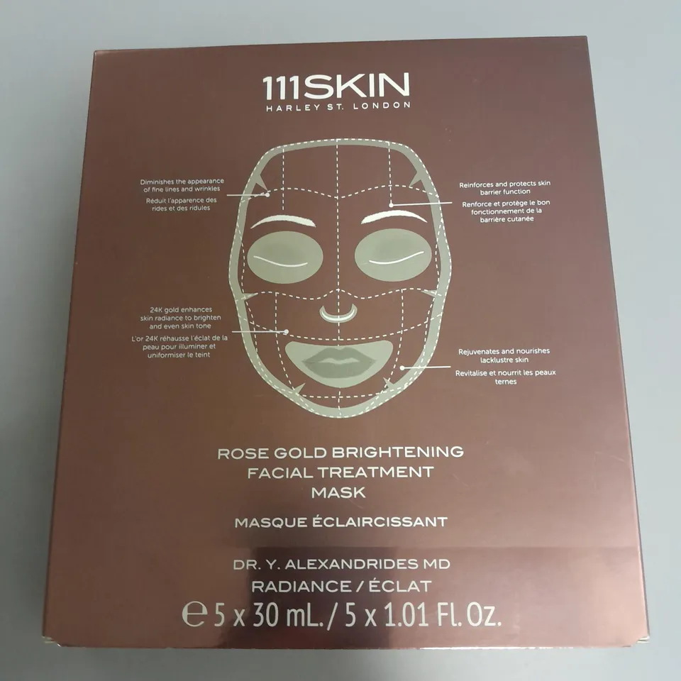 BOXED 111SKIN HARLEY ST.LONDON ROSE GOLD BRIGHTENING FACIAL TREATMENT MASK - 5X30ML