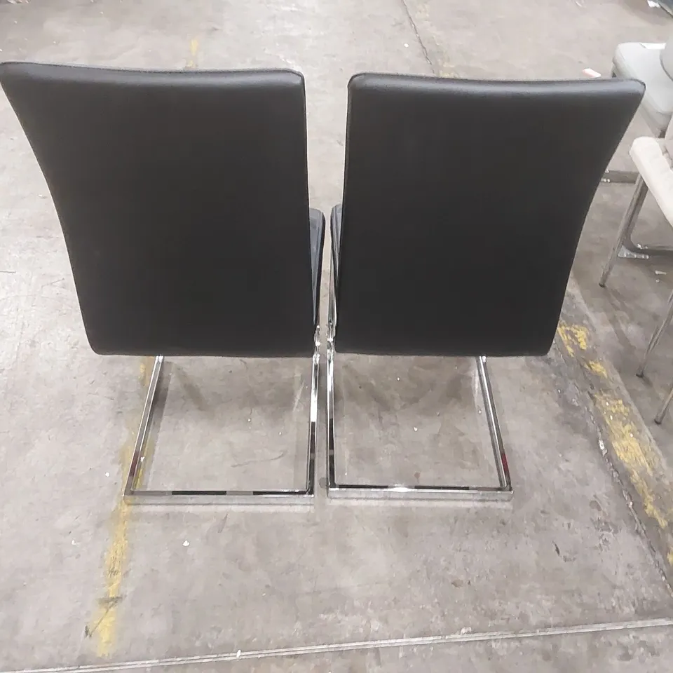 PAIR OF PERTH DINING CHAIR, BLACK PREMIUM FAUX LEATHER & CHROME