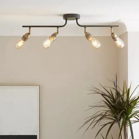 BOXED MARSDEN INDUSTRIAL 4 LIGHT SEMI FLUSH SPOTLIGHT BAR