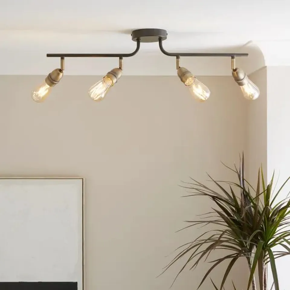BOXED MARSDEN INDUSTRIAL 4 LIGHT SEMI FLUSH SPOTLIGHT BAR