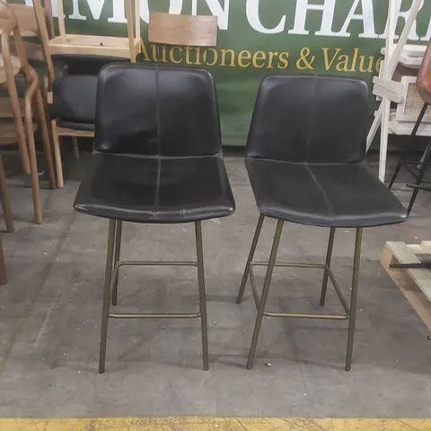PAIR OF DESIGNER LEATHER BAR STOOLS