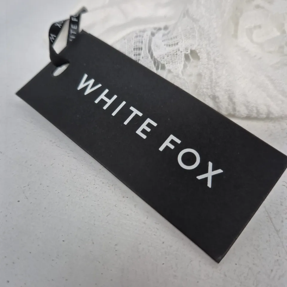 WHITE FOX MESSY LOVE MINI DRESS – CREAM PINSTRIPE, UK SIZE M
