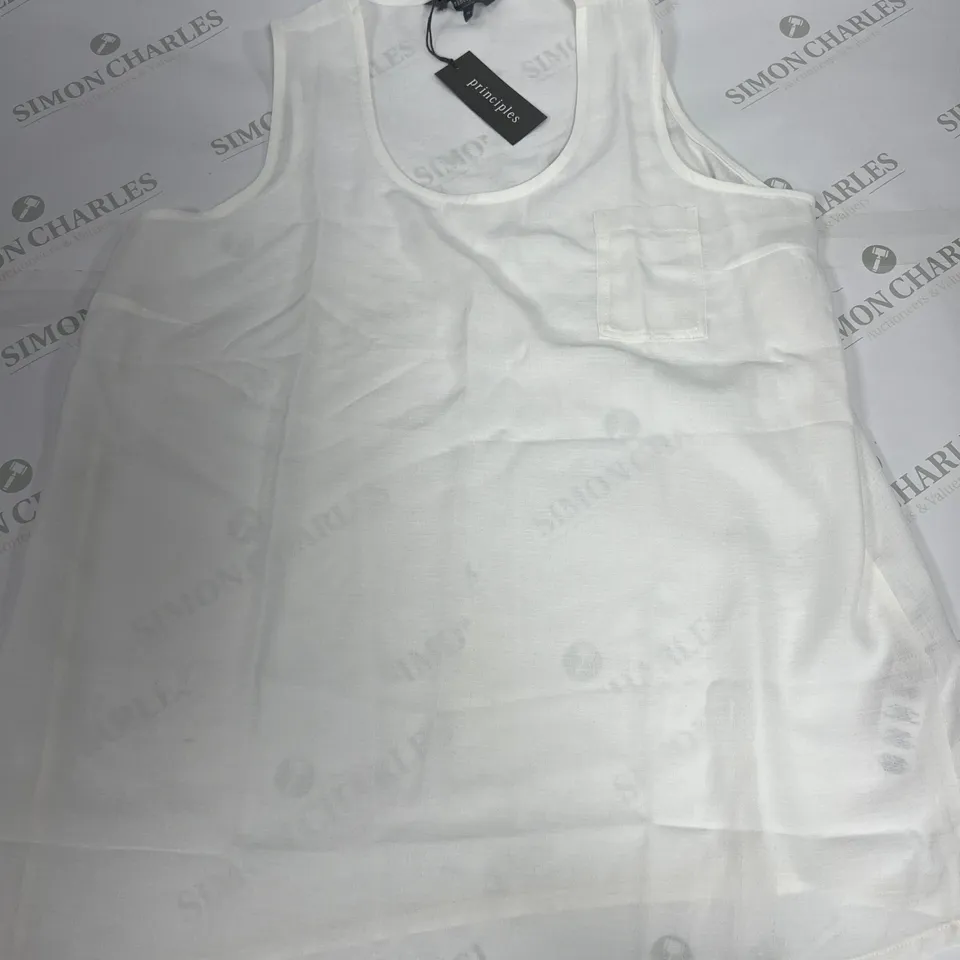 PRINCIPLES WOVEN POCKET VEST IN WHITE SIZE 14