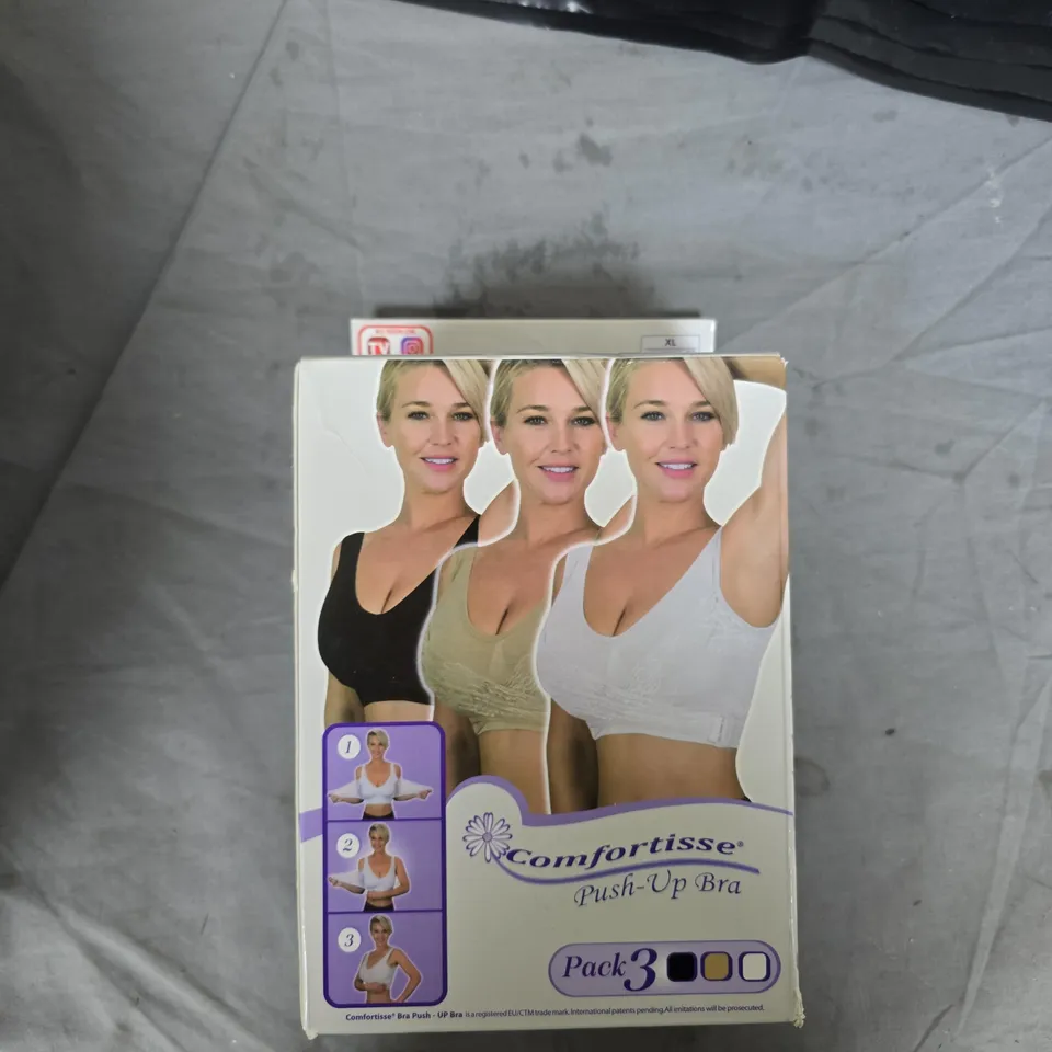 BOX OF APPROXIMATELY 15 ASSORTED ITEMS TO INCLUDE: COMFORTISSE PUSH UP BRAS