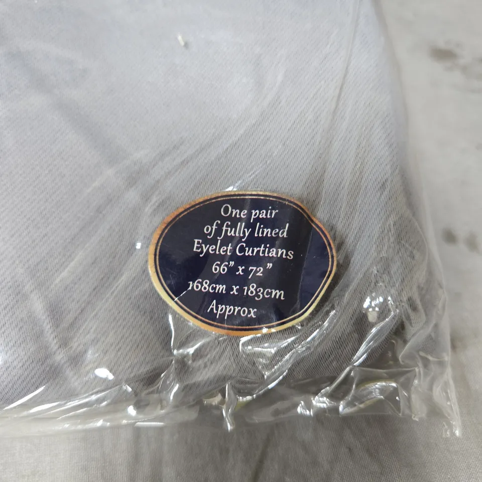 TOPAZ LUXE BOX OF 4 HOME COLLECTION EYELET CURTAINS IN GREY – BLACKOUT, FULLY LINED, 66 X 72 IN (168 X 183 CM)