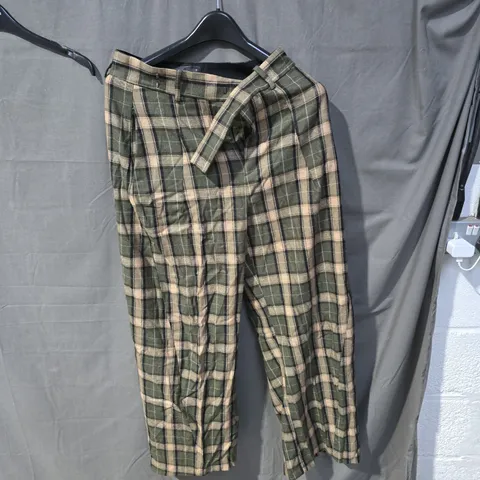 ZARA PLAID TROUSERS – GREEN & BEIGE 