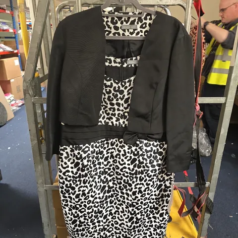 MICHAELA LOUISE LEOPARD PRINT DRESS WITH BLACK OVERLAY – UK 20 (USA 16)