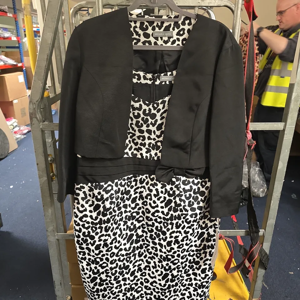 MICHAELA LOUISE LEOPARD PRINT DRESS WITH BLACK OVERLAY – UK 20 (USA 16)